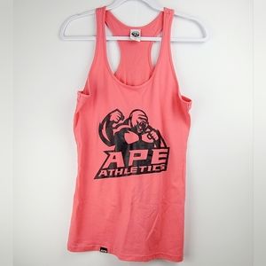 Ape Athletics pink women's loose fitting activewear tank top, Size L (PTP 17")